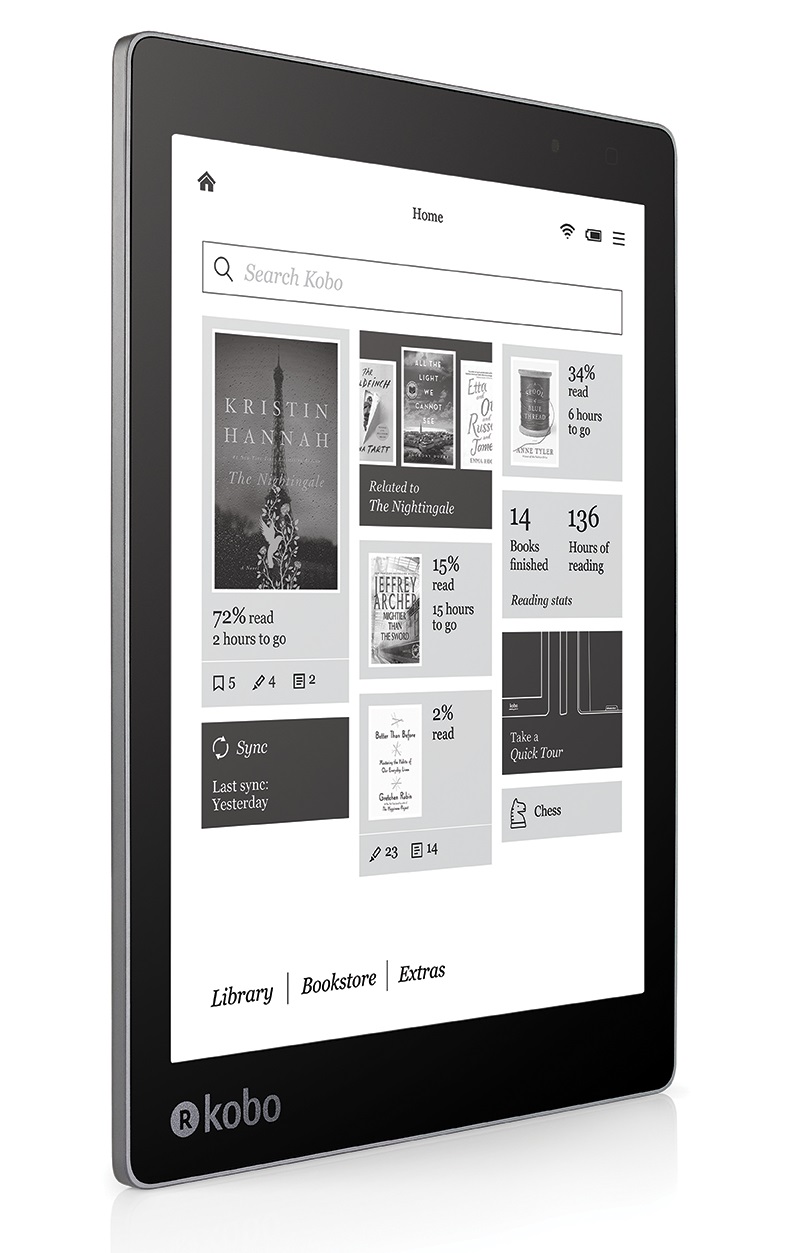 Novo modelo da Kobo vem com 7,8 polegadas, tamanho de um livro impresso | © Divulgação