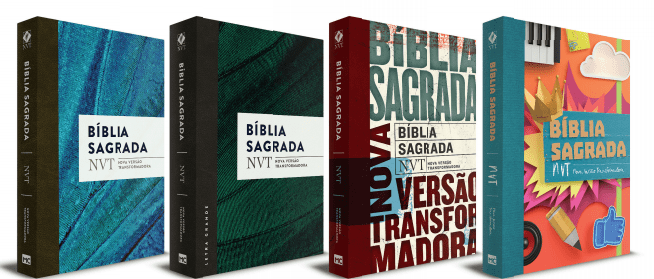 Algumas das capas da 'Nova versão transformada' da Bíblia que chega às livrarias ainda neste mês, pela Mundo Cristão | © Divulgação