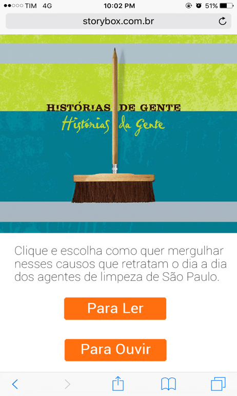 Landing page 'Histórias de Gente, Histórias da Gente'