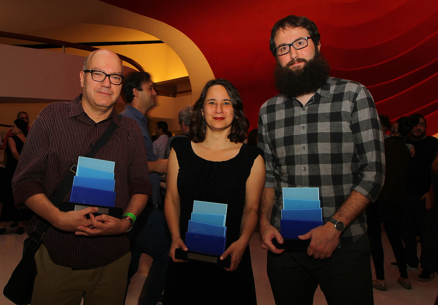 Artur Dapieve, Ana Martins Marques e Julián Fuks, ganhadores do Prêmio Oceanos 2016 | © Sergio Castro