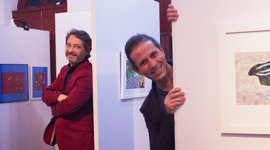 Volnei Canônica e Roger Mello na exposição