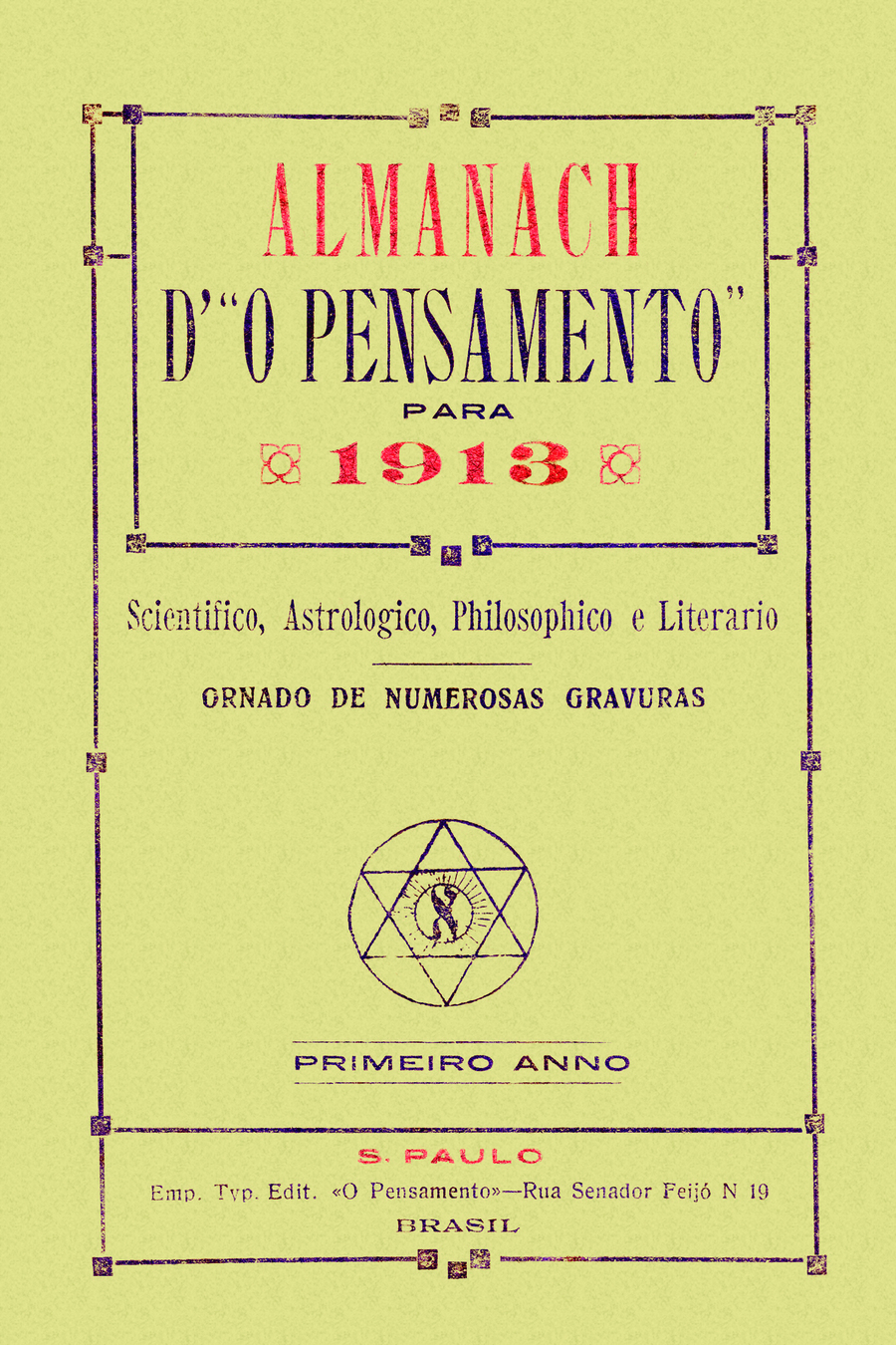 Capa do primeiro Almanach d´O Pensamento, publicado em 1913