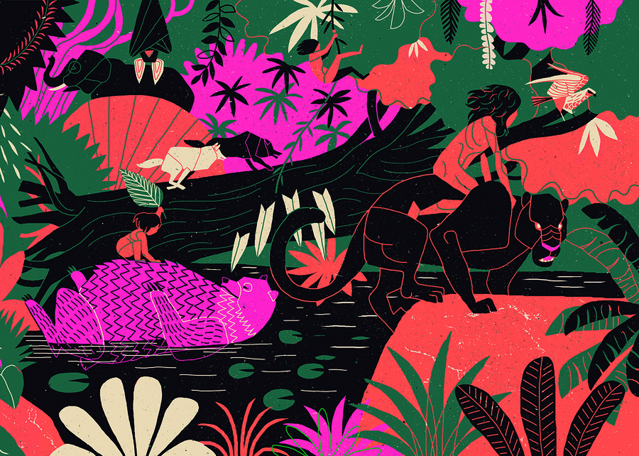 Ilustração de Andre Ducci para 'O livro da selva', de Rudyard Kipling, que inaugura o projeto Domínio ao Público | © Reprodução