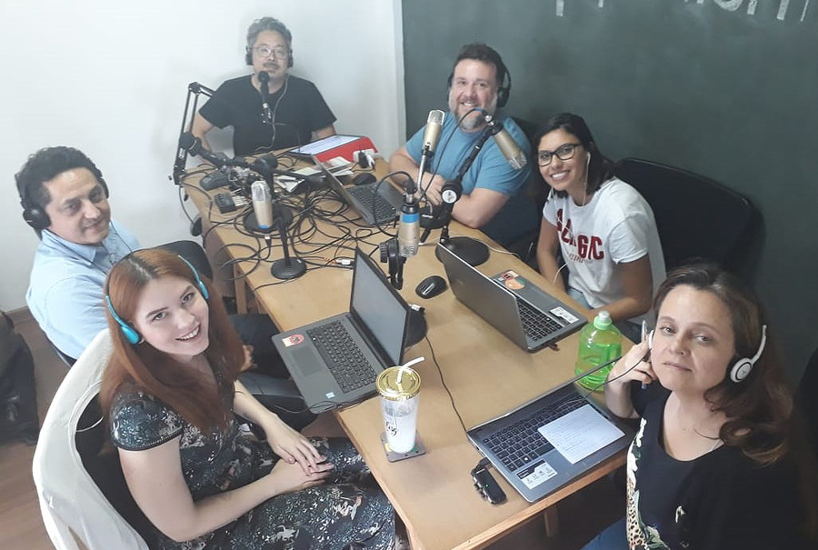 Azevedo e a nossa equipe na gravação do Podcast | © Zé Barrichello Azevedo e a nossa equipe na gravação do Podcast | © Zé Barrichello