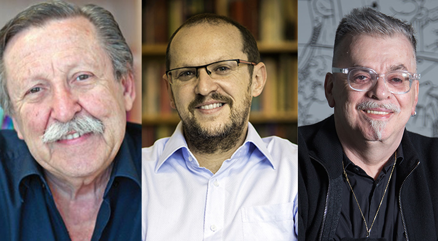 Pedro Bandeira, Ilan Brenman e Walcyr Carrasco | © Divulgação Pedro Bandeira, Ilan Brenman e Walcyr Carrasco | © Divulgação