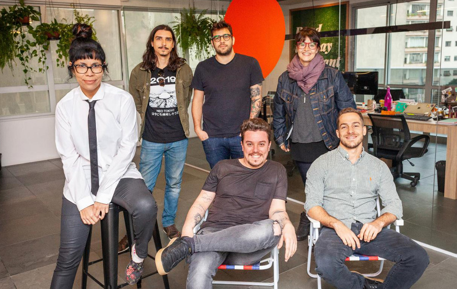 Equipe da Storytel no Brasil: Mariana Rolier, Antonio Hermida, Fernando Schaer, Karina Pino, André Palme e Pedro Duarte