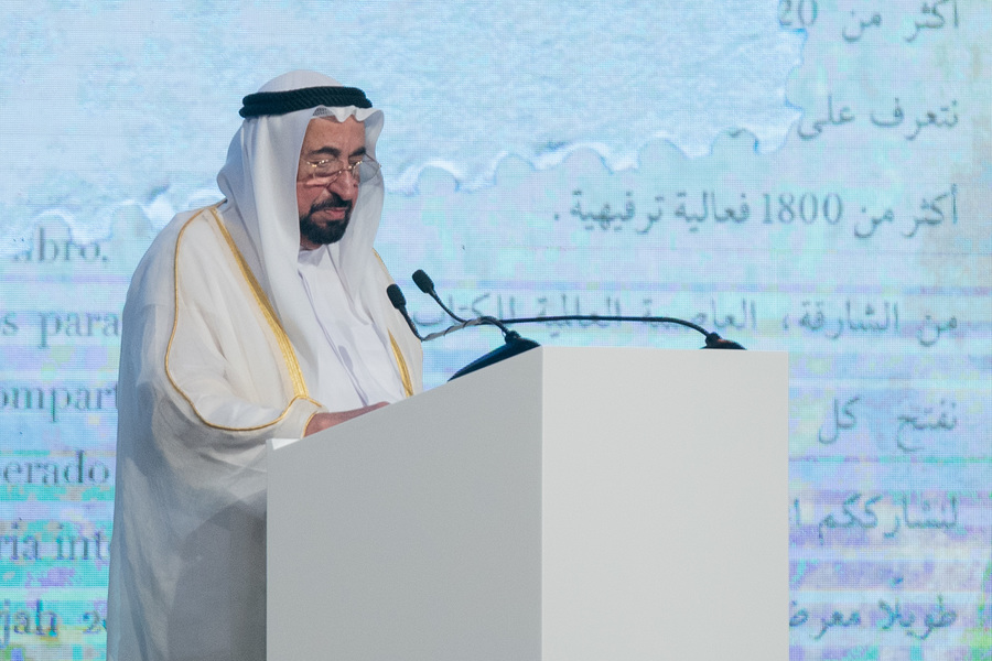 Em seu discurso, o sheik Sultan Muhammad Al Qasimi ressaltou a importância da Cultura e do conhecimento para o emirado que ele governa | Divulgação Em seu discurso, o sheik Sultan Muhammad Al Qasimi ressaltou a importância da Cultura e do conhecimento para o emirado que ele governa | Divulgação