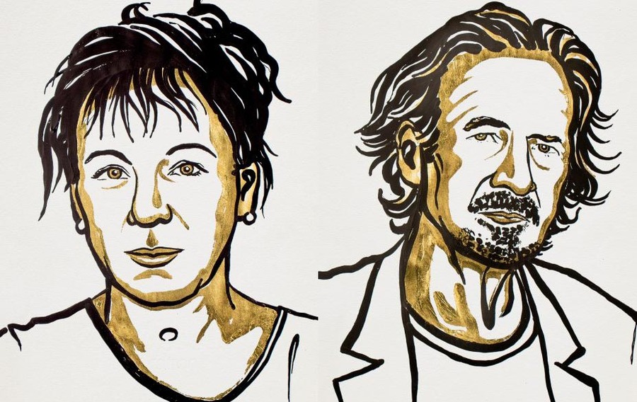 Olga Tokarczuk e Peter Handke | © Niklas Elmehed  Nobel Media
