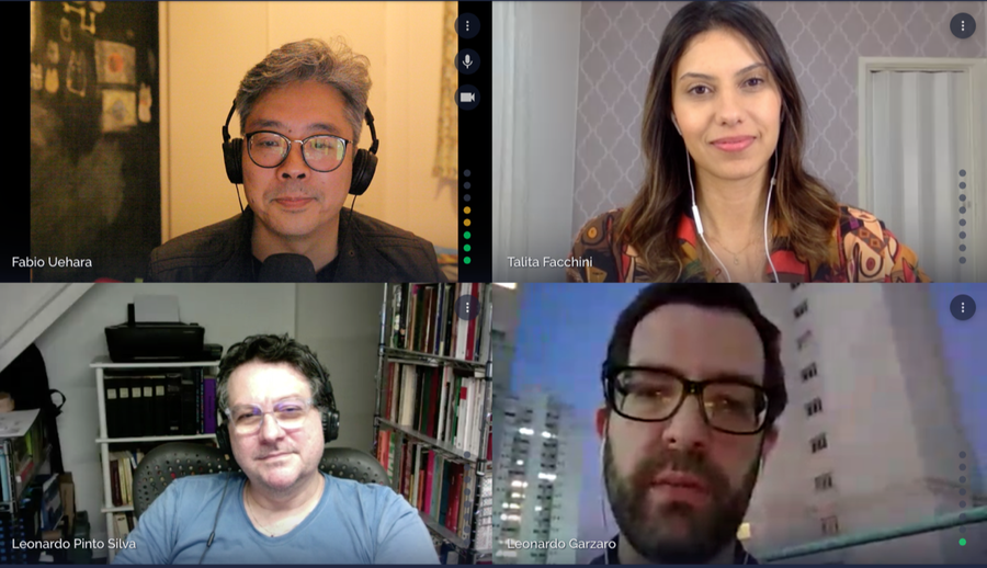 Em tempos de isolamento, cada um de sua casa gravando o podcast Em tempos de isolamento, cada um de sua casa gravando o podcast