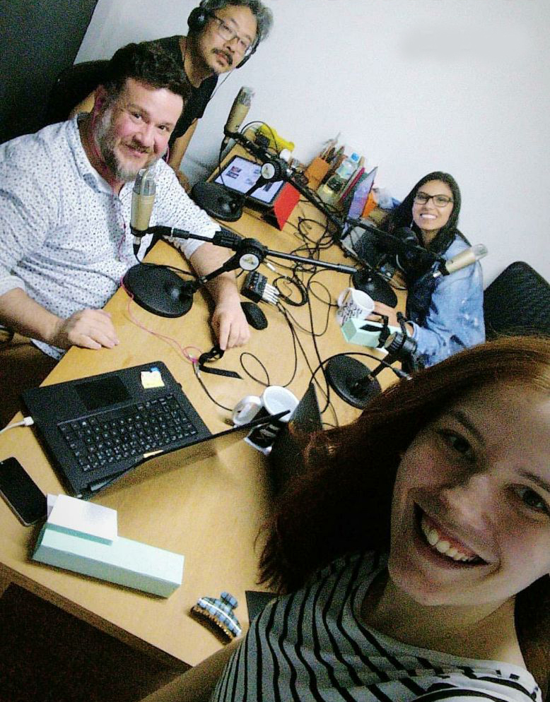 Parte da equipe do PN, em 2018, em uma das primeiras edições do Podcast