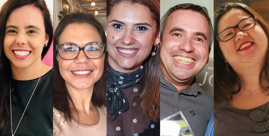 Carolina Bueno, Corina Campos, Franciele Silva, Jeferson Bignardi e Telma Kobori disputam o Prêmio de Profissional de Marketing e de Vendas do Ano de 2019