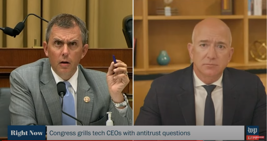 Deputado Kelly Armstrong questiona Jeff Bezos | Reprodução Deputado Kelly Armstrong questiona Jeff Bezos | Reprodução