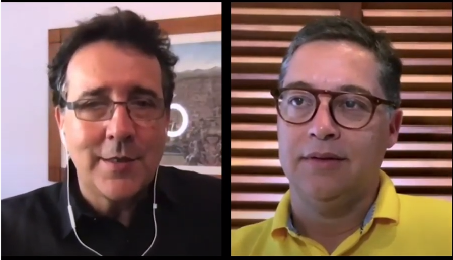 Mauro Munhoz e Eduardo Saron em conversa que revelou a data de realização da Flip 2020 | Reprodução Mauro Munhoz e Eduardo Saron em conversa que revelou a data de realização da Flip 2020 | Reprodução