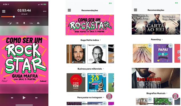 Como ser um Rockstar no app da Storytel | Lista Guga Mafra indica no app da Storytel | Banner Carta ao Rei no app da Storytel
