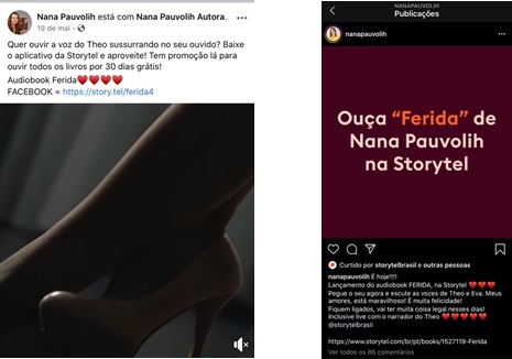 Posts Nana Pauvolih Facebook e Instagram