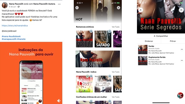 Lista Nana no app da Storytel | Categoria HOT no app da Storytel | Série 'Segredos' no app da Storytel