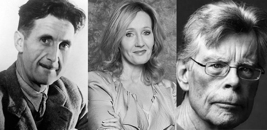 George Orwell, J. K. Rowling e Stephen King | © BBC / Debra Hurford Brown George Orwell, J. K. Rowling e Stephen King | © BBC / Debra Hurford Brown