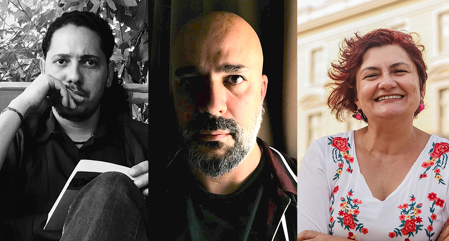 Ondjaki, Afonso Cruz e Cida Pedrosa | © Kaio Elias / Divulgação / Andrea Rego Barros Ondjaki, Afonso Cruz e Cida Pedrosa | © Kaio Elias / Divulgação / Andrea Rego Barros