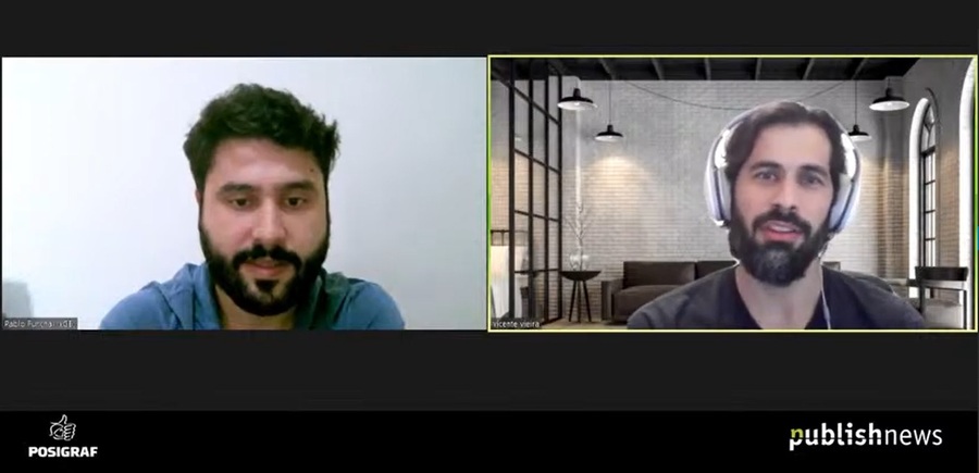 Pablo e Vicente no webinar 'Como a RA pode complementar o editorial' Pablo e Vicente no webinar 'Como a RA pode complementar o editorial'