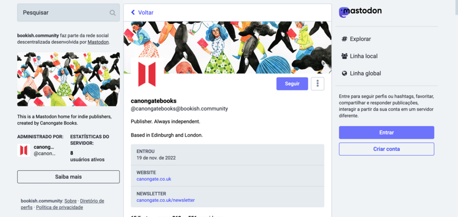 Página da Canongate na Mastodon, nova rede social Página da Canongate na Mastodon, nova rede social
