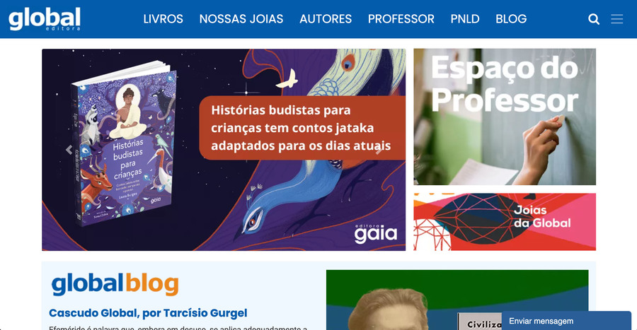 Frame do novo site da Global Editora