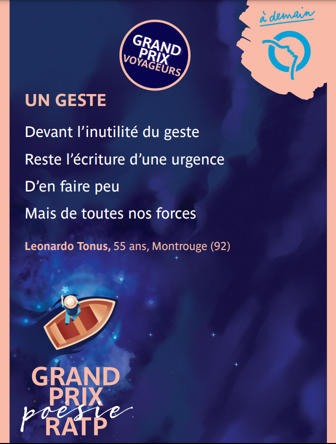 Poema de Leonardo Tonus que será exposto no metrô em Paris Poema de Leonardo Tonus que será exposto no metrô em Paris