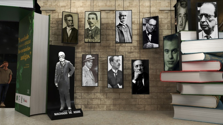 Estande da ABL na Bienal terá holograma de Machado de Assis | © ABL Estande da ABL na Bienal terá holograma de Machado de Assis | © ABL