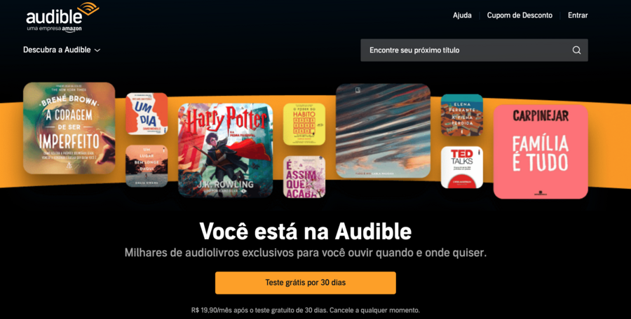 Capa da Audible Brasil nesta terça-feira (3) Capa da Audible Brasil nesta terça-feira (3)