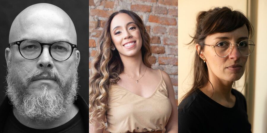 Joca Reiners Terron, Bethânia Pires Amaro e Bruna Beber | © Todavia, Record, Companhia das Letras Joca Reiners Terron, Bethânia Pires Amaro e Bruna Beber | © Todavia, Record, Companhia das Letras