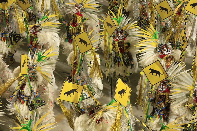 Detalhe do desfile da Grande Rio em 2024, inspirado no livro 'Meu destino é ser onça' | © Marco Terranova | Riotur