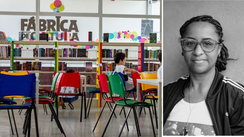 Biblioteca das Fábricas de Cultura e a autora Escritora Lilia Guerra © André Hoff / Divulgação