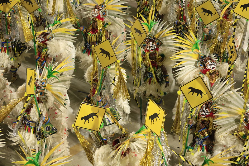Detalhe do desfile da Grande Rio em 2024, inspirado no livro