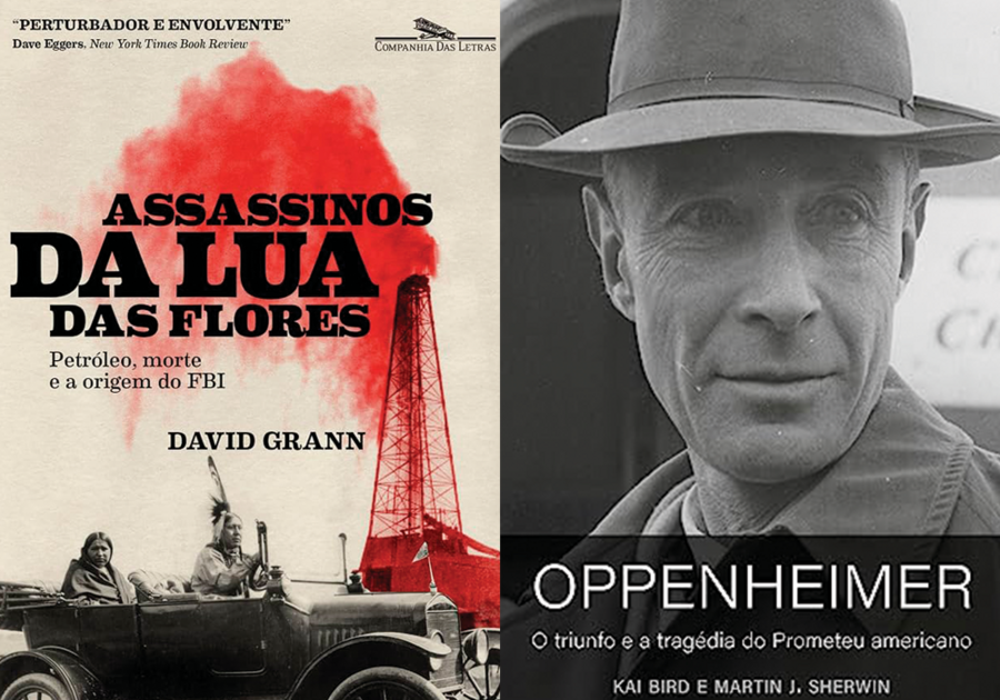 Capa de 'Assassinos da lua das flores' e de 'Oppenheimer' © Divulgação