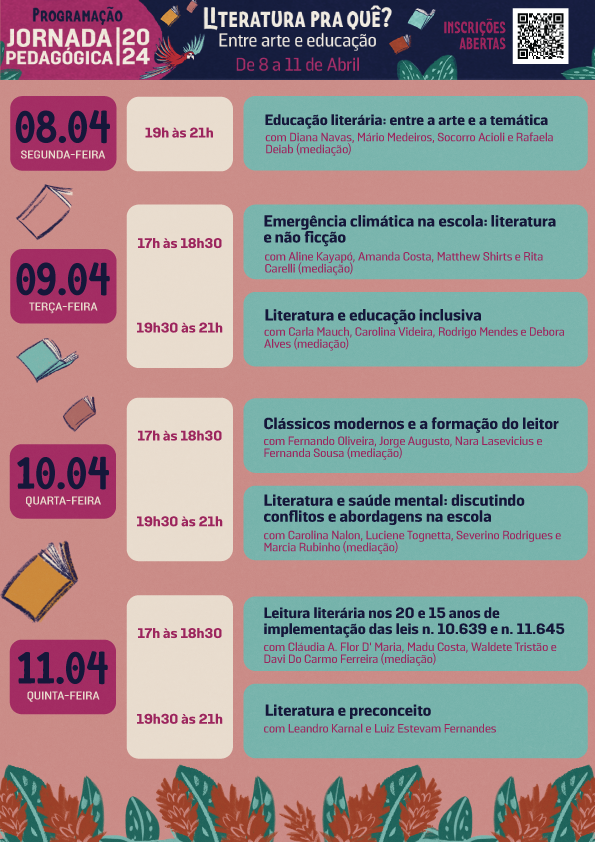 Programação da Jornada Pedagógica 2024, promovida pela Companhia das Letras Programação da Jornada Pedagógica 2024, promovida pela Companhia das Letras