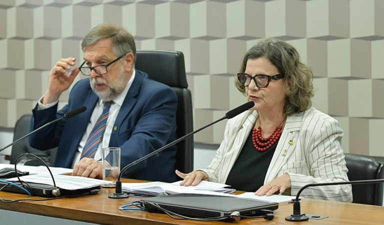 Teresa Leitão apresentou relatório favorável ao PL 3.905/2021, ao lado do presidente da CE, Flávio Arns | © Geraldo Magela / Agência Senado