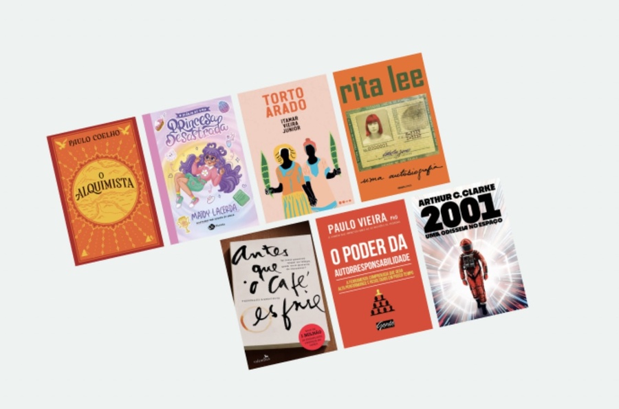 Paulo Coelho, Napoleon Hill, Toshikazu Kawaguchi, Paulo Vieira e Júlia Lopes de Almeida foram os autores que mais se destacaram no Skeelo | © Divulgação