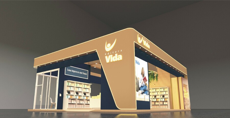 Mockup do estande da Editora Vida na Bienal de São Paulo | © Vida Mockup do estande da Editora Vida na Bienal de São Paulo | © Vida