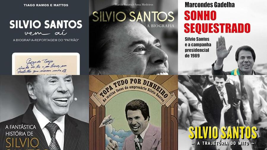 Detalhes das capas de livros recentes sobre Silvio Santos Detalhes das capas de livros recentes sobre Silvio Santos
