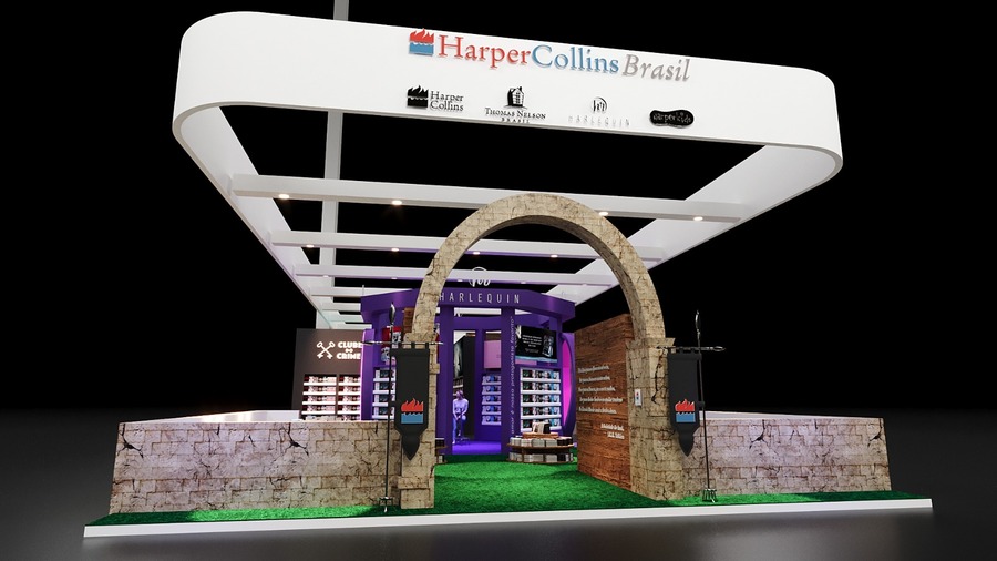 Croqui do estande da HarperCollins Brasil na Bienal do Livro 2024 | © HCB