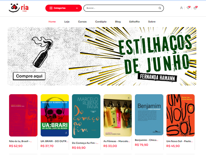 Home do novo site da Ria Livraria: entregas para todo Brasil | © Ria Livraria