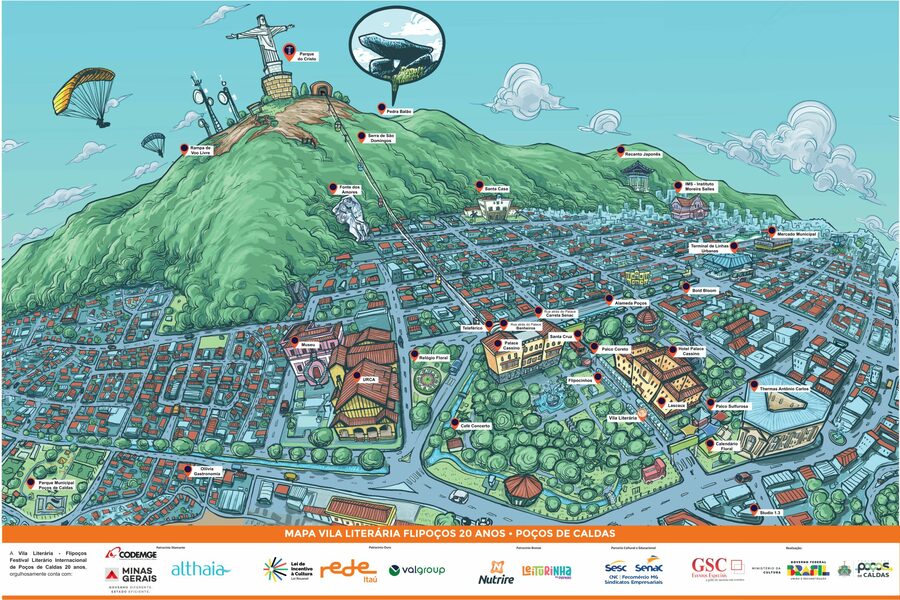 Mapa do Flipoços 2025, em Poços de Caldas (MG) | © Flipoços Mapa do Flipoços 2025, em Poços de Caldas (MG) | © Flipoços