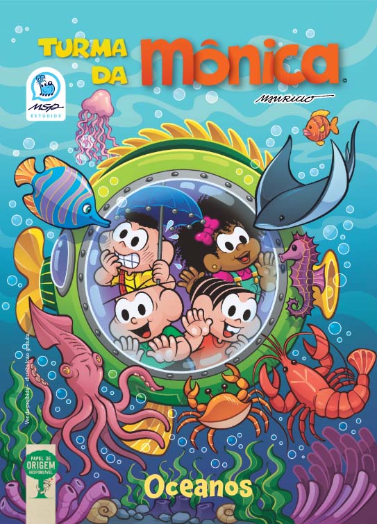 Capa da revista especial 'Oceanos', da Turma da Mônica | © Cátedra UNESCO para a Sustentabilidade do Oceano Capa da revista especial 'Oceanos', da Turma da Mônica | © Cátedra UNESCO para a Sustentabilidade do Oceano