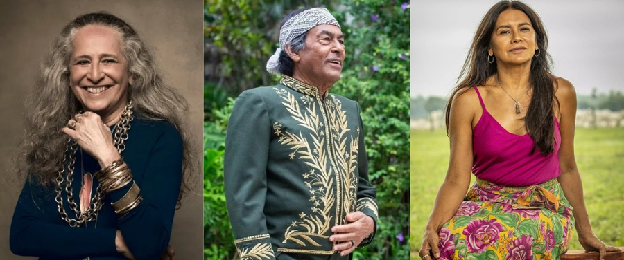 Maria Bethânia, Ailton Krenak e Dira Paes © Divulgação Maria Bethânia, Ailton Krenak e Dira Paes © Divulgação