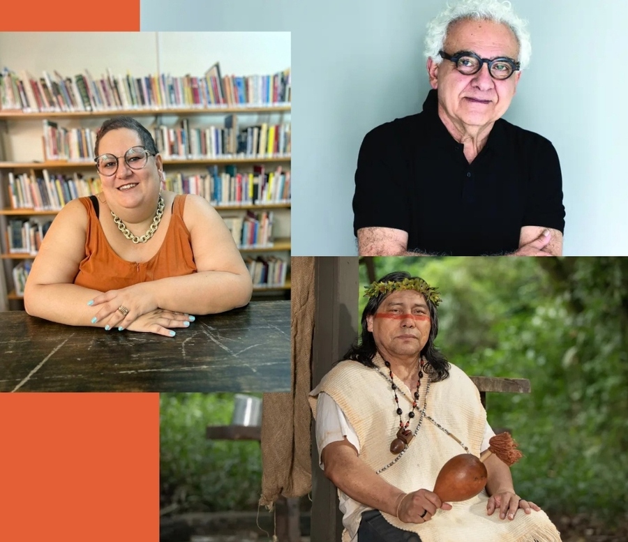 Jéssica Balbino, Milton Hatoum e Daniel Munduruku © Divulgação