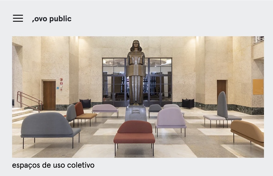 Arte representando espaço da Mário de Andrade com móveis da ',ovo' | &copy; Reprodução site ',ovo'