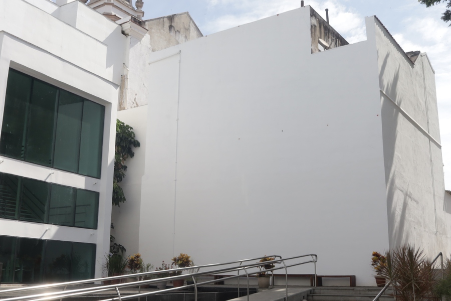 A parede que receberá o mural &copy; Divulgação