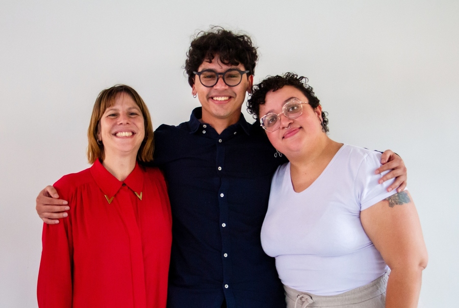 Os organizadores Flavia Mielnik, Elielton Ribeiro e Mari Moura
