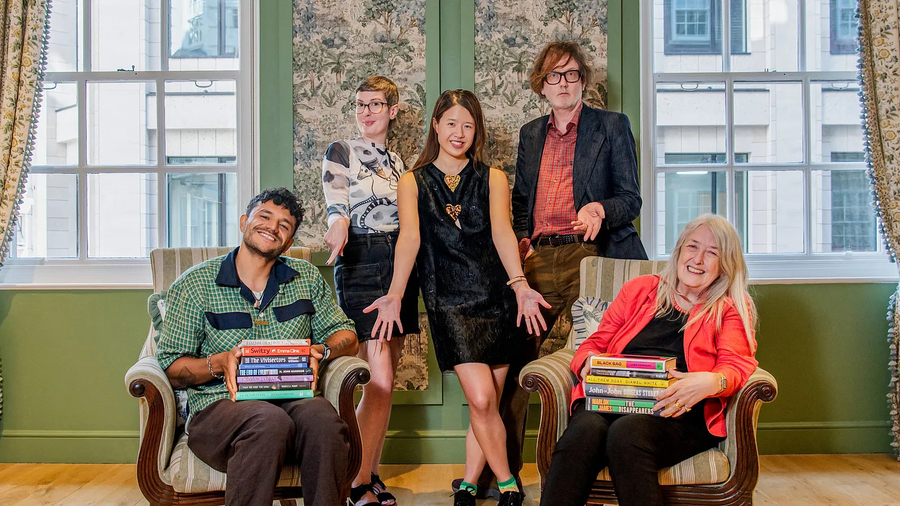 Raymond Antrobus, Patricia Lockwood, Rebecca Liu, Jarvis Cocker e Mary Beard &copy; Neo Gilder / Fundação Prêmio Booker