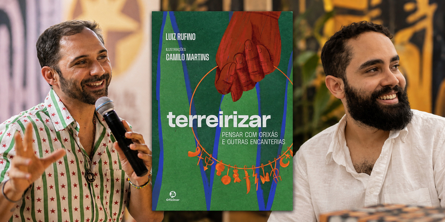 Luiz Rufino e Camilo Martins ao redor do livro &copy; Divulgação